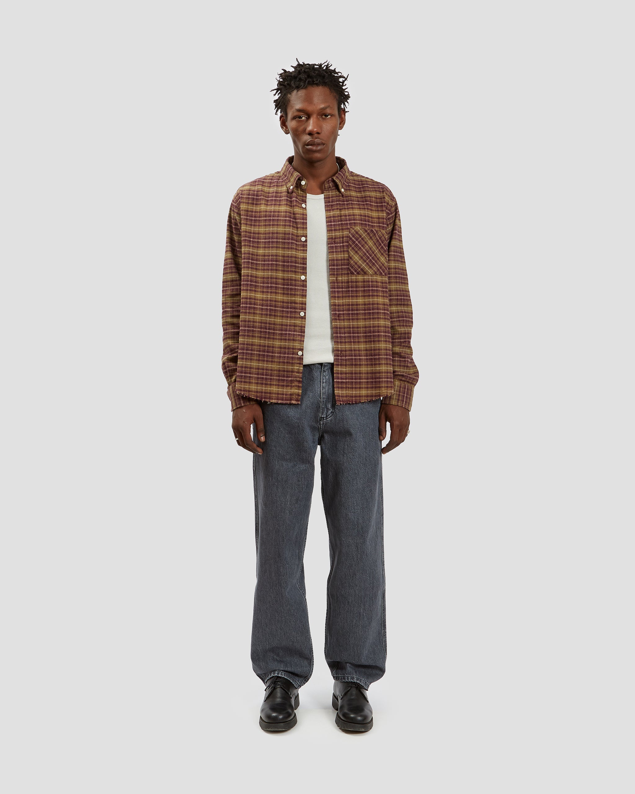 Office Shirt Flannel Plaid Purple