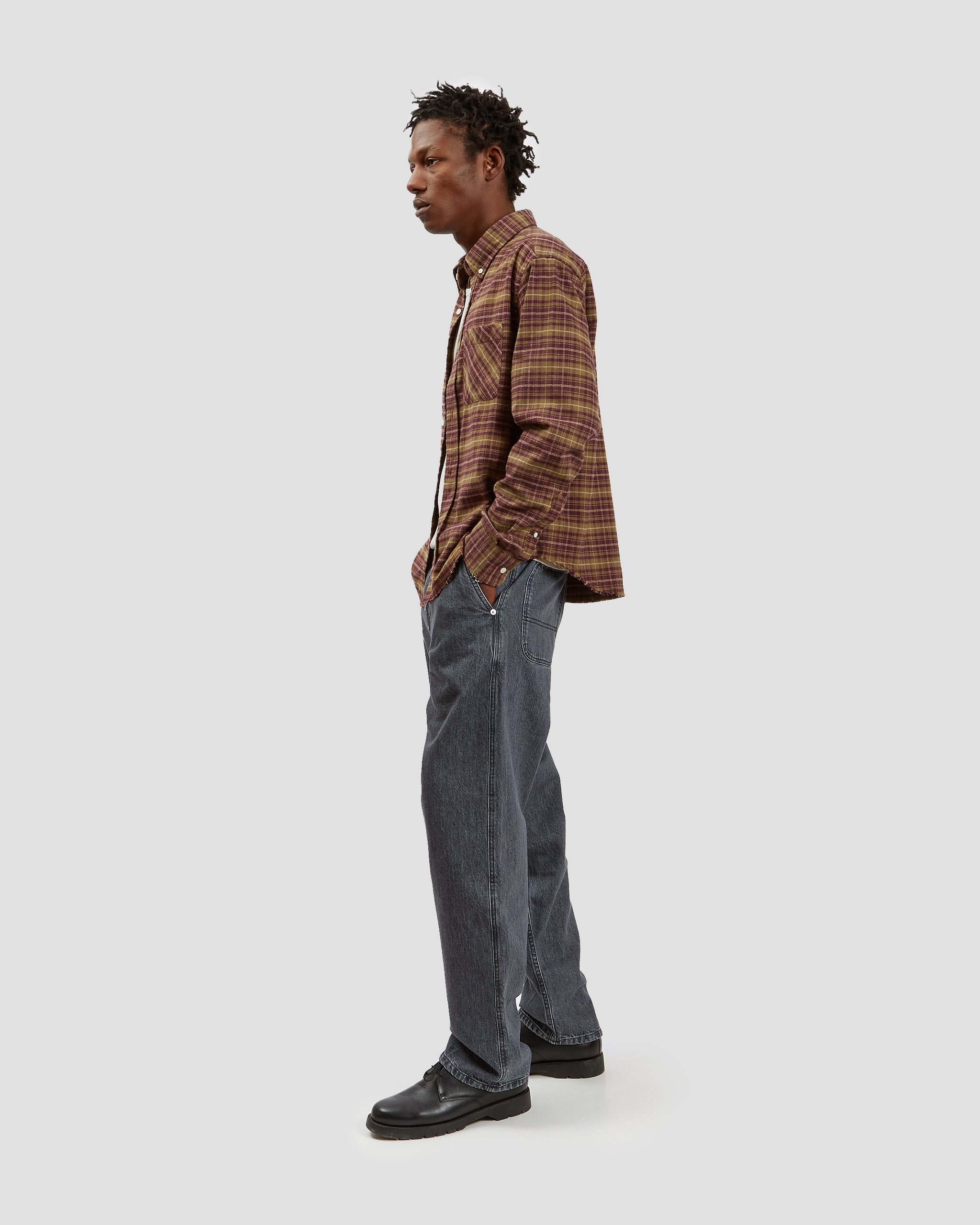 Office Shirt Flannel Plaid Purple