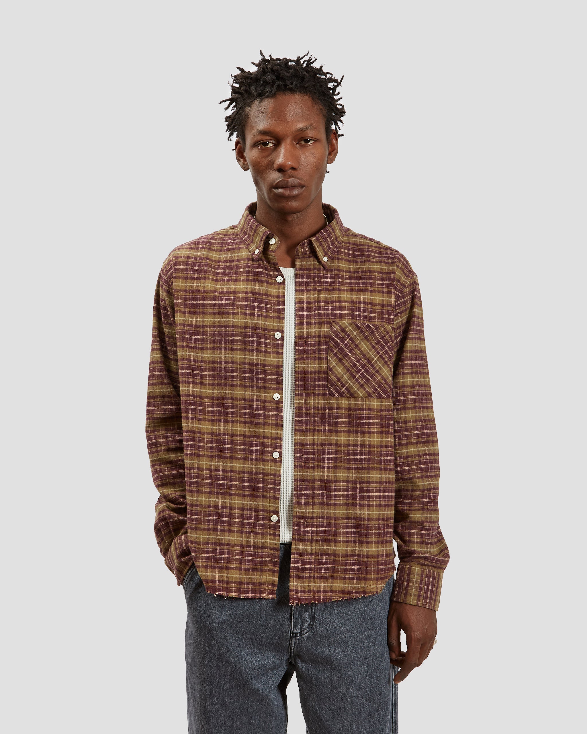Office Shirt Flannel Plaid Purple