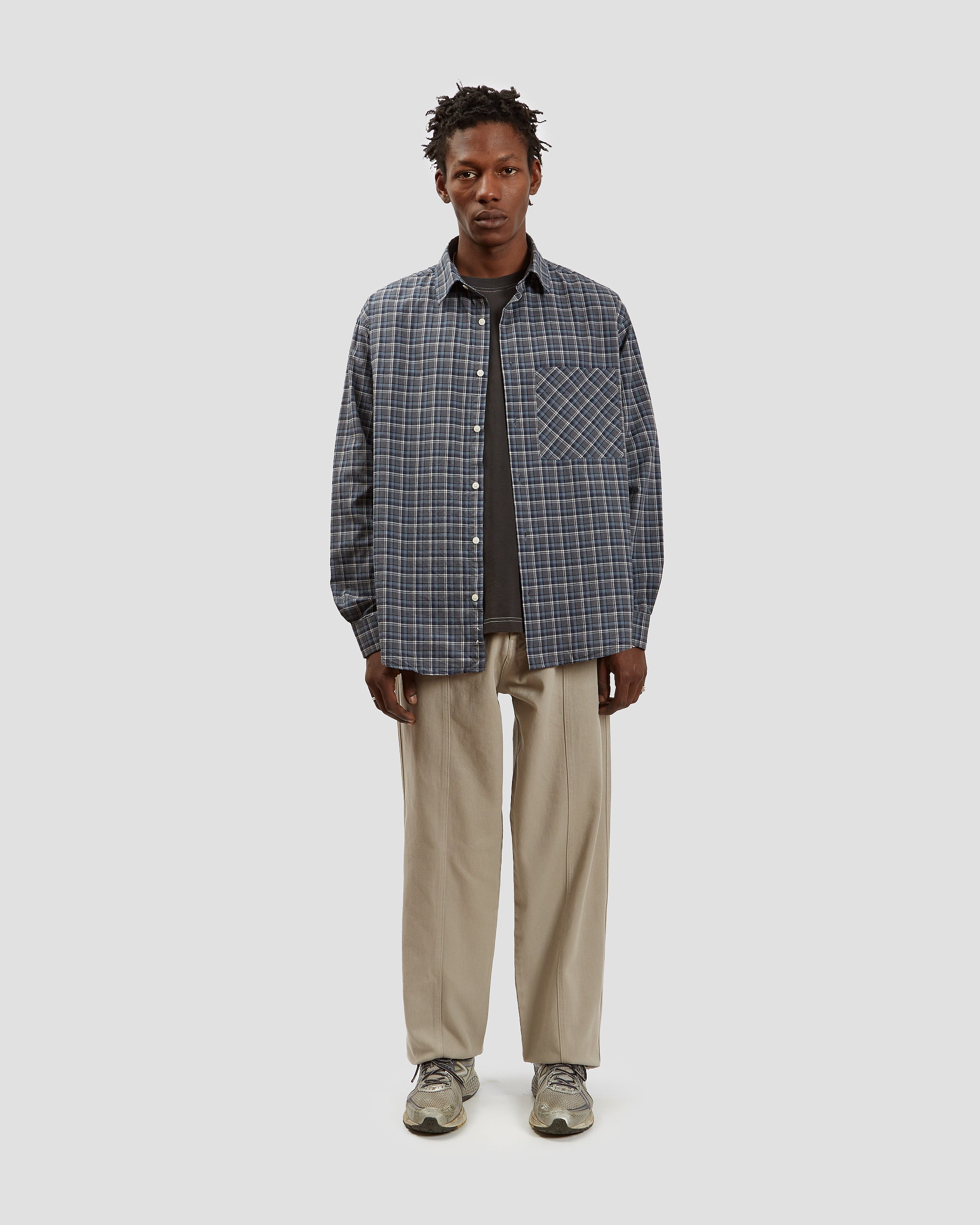 Oversized Shirt Plaid Fog