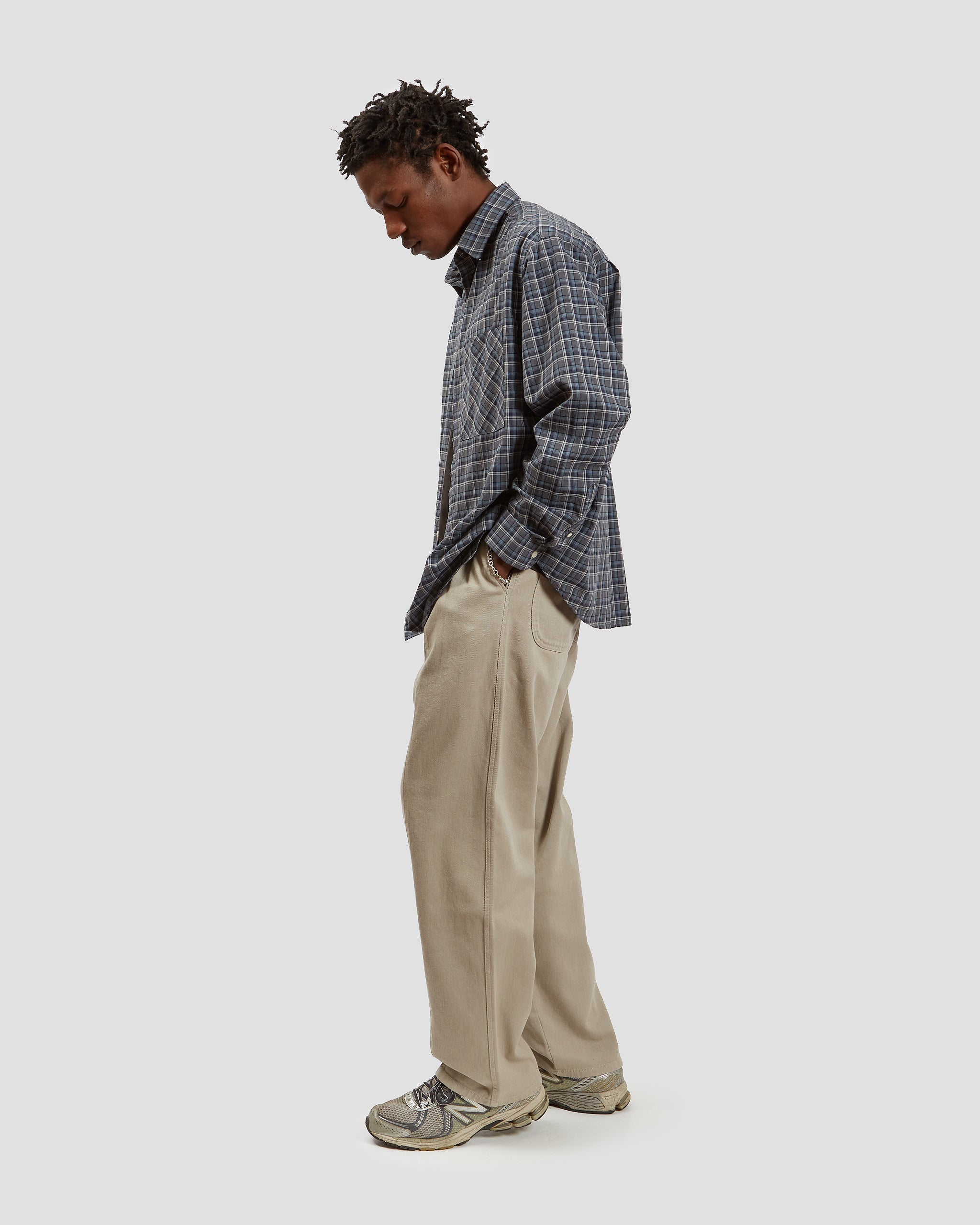 Oversized Shirt Plaid Fog