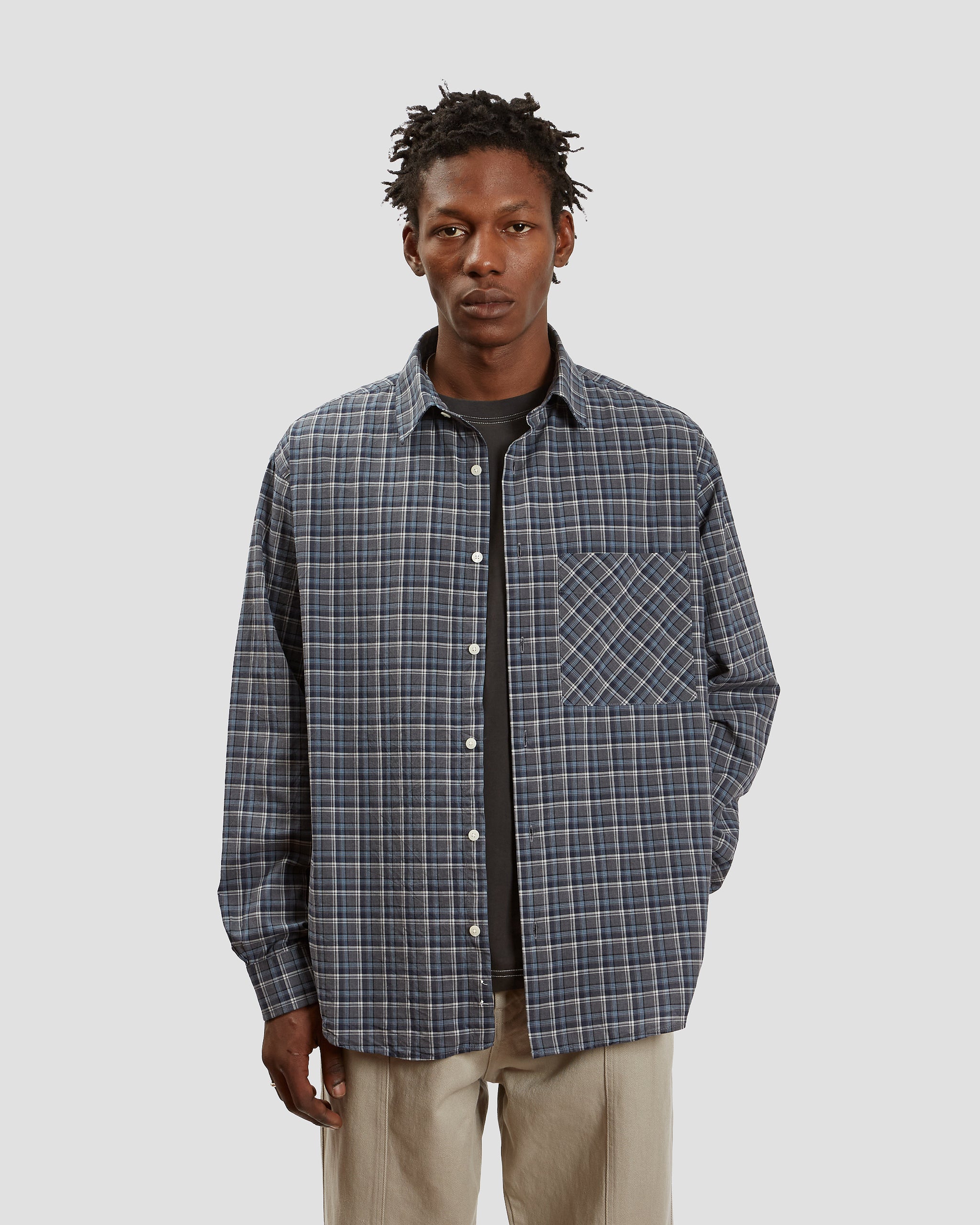 Oversized Shirt Plaid Fog