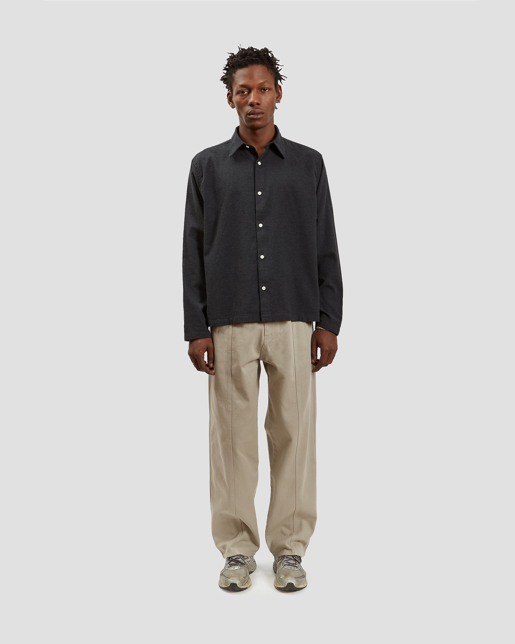 Box Shirt Cotton-Cashmere Grey
