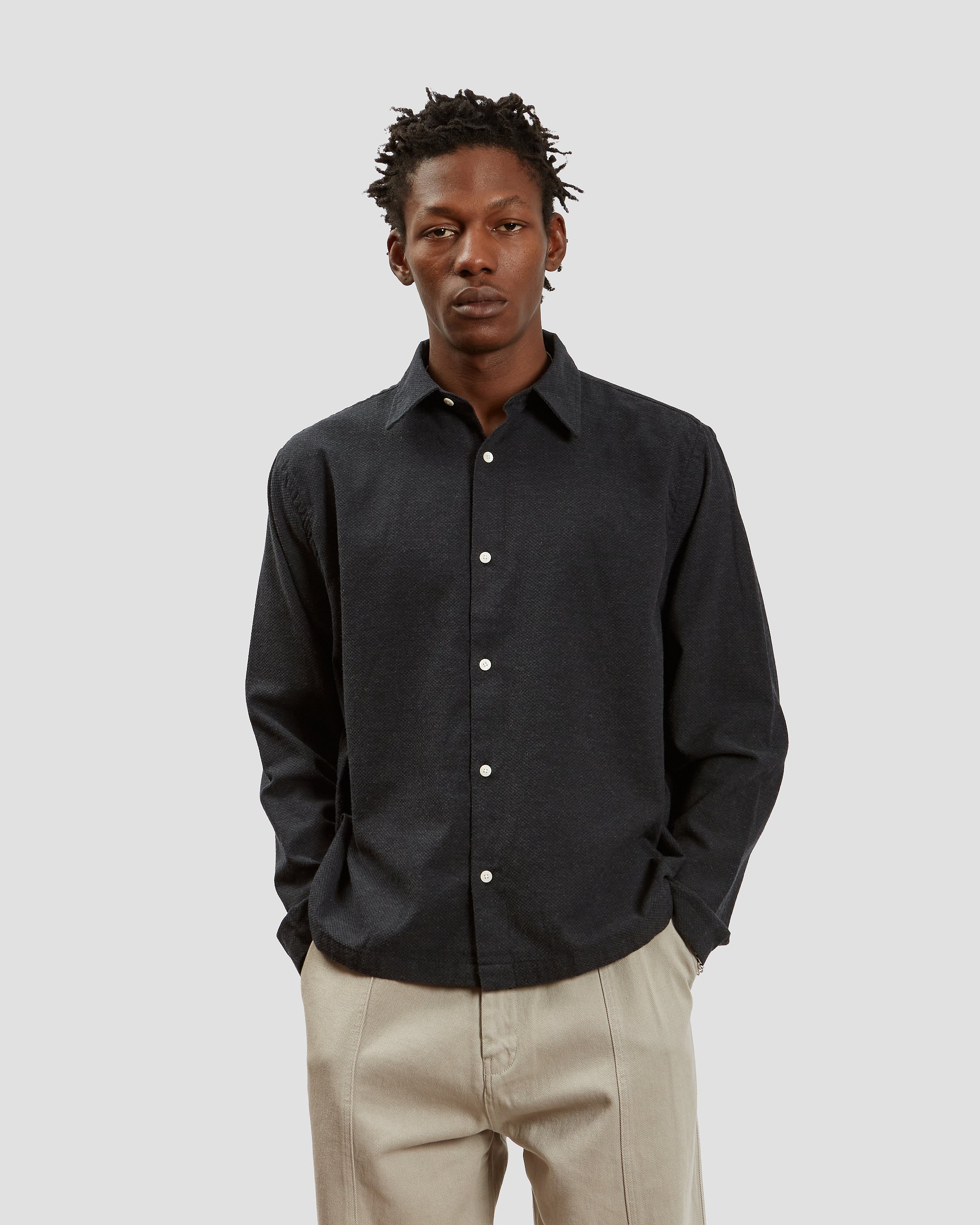 Box Shirt Cotton-Cashmere Grey