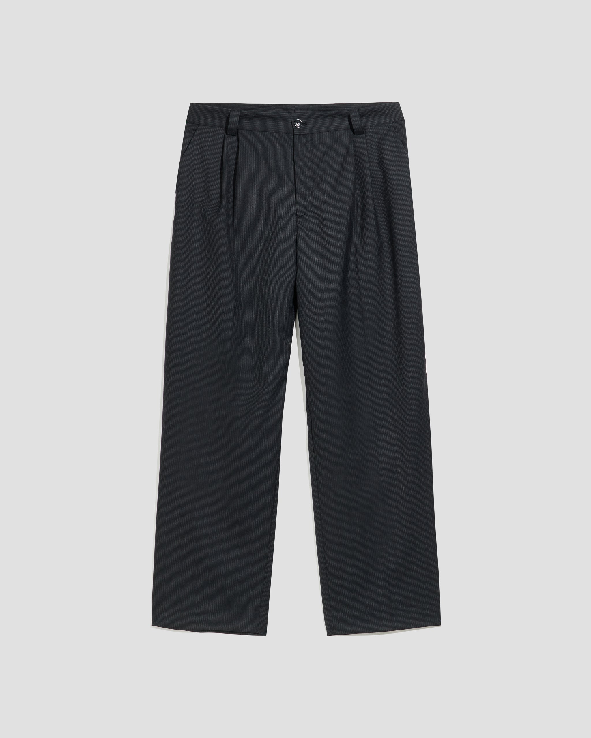 Pleated Trousers Stripes Grey