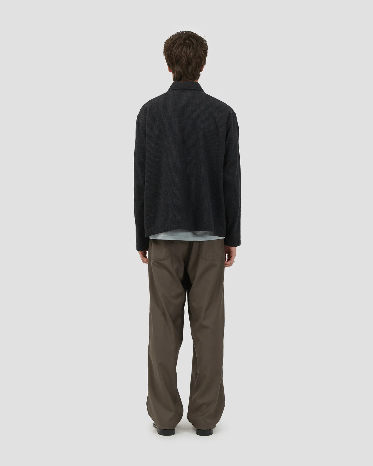 Zipper Shirt Wool Textured Black