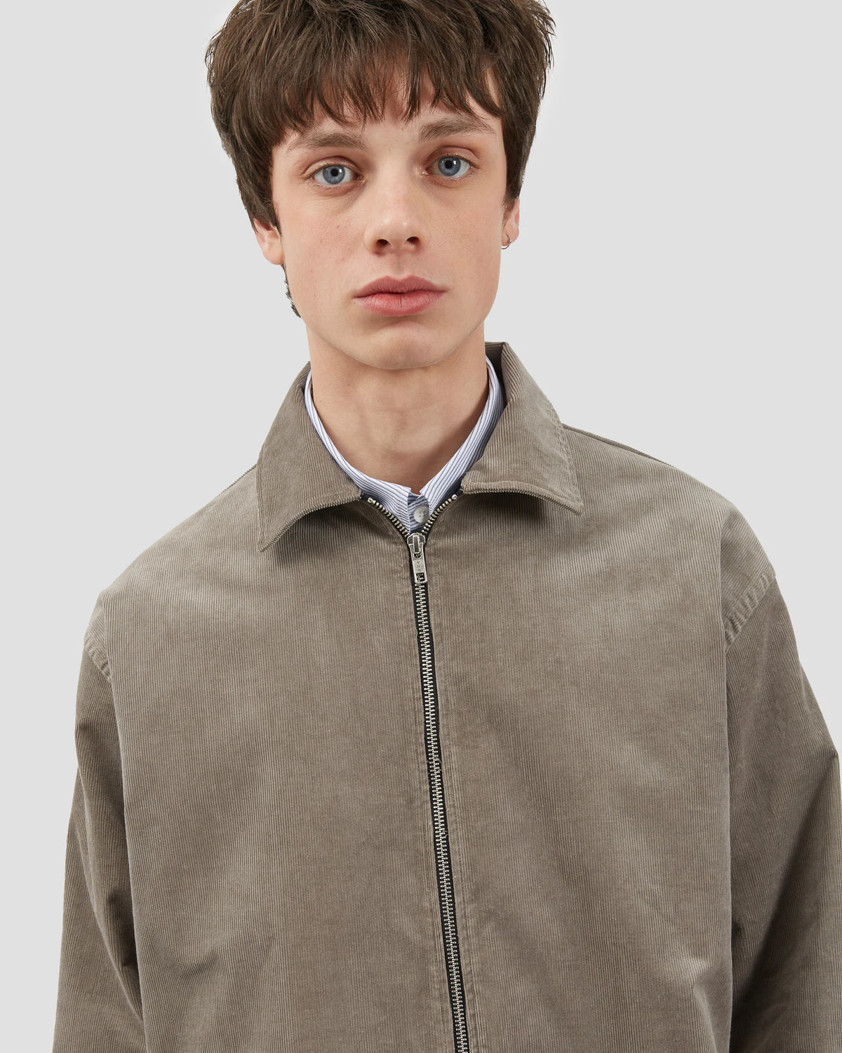 Zipper Shirt Corduroy Stone