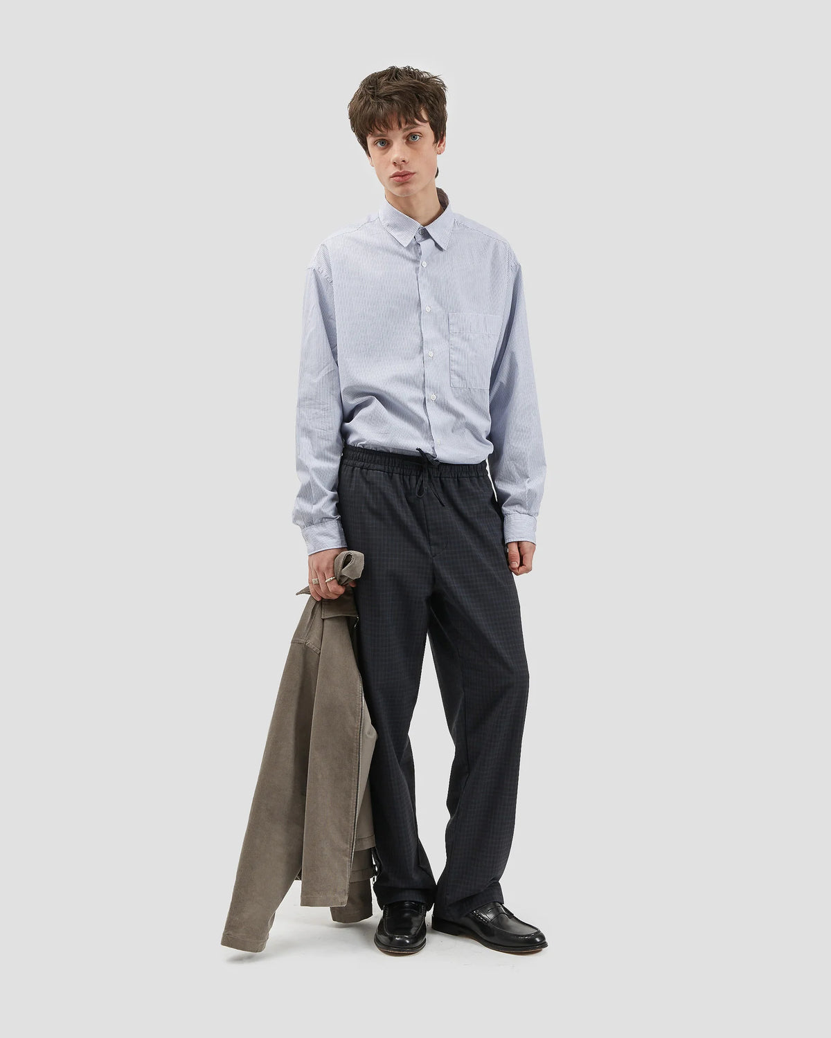 Lounge Pants Wool Plaid Blue