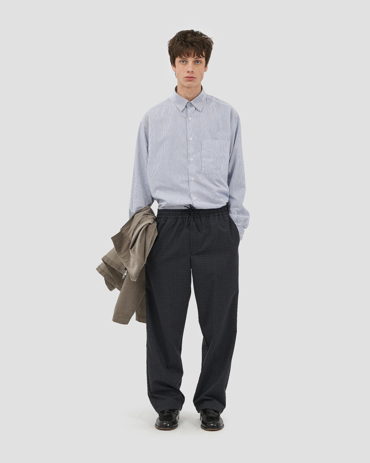 Lounge Pants Wool Plaid Blue
