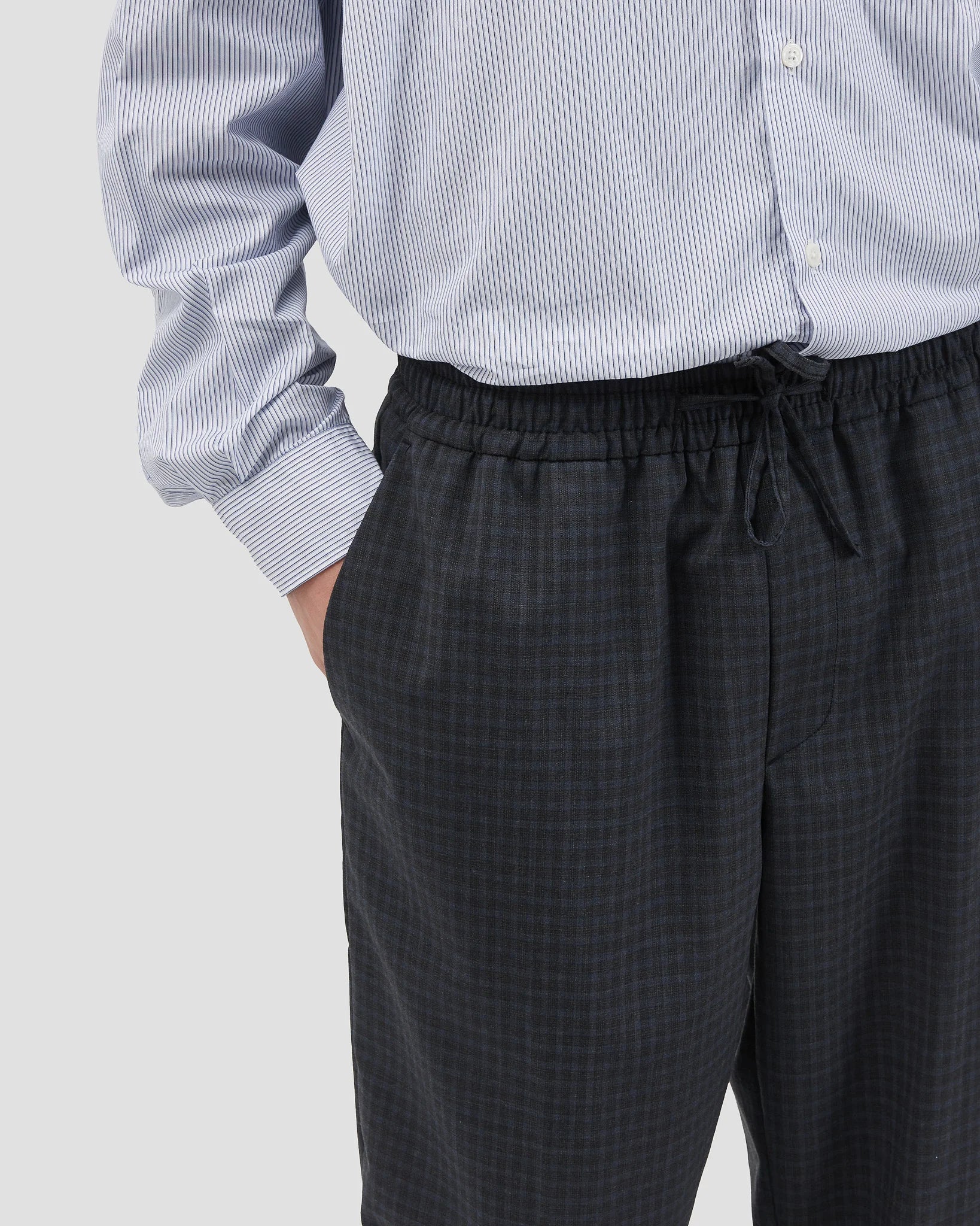Lounge Pants Wool Plaid Blue