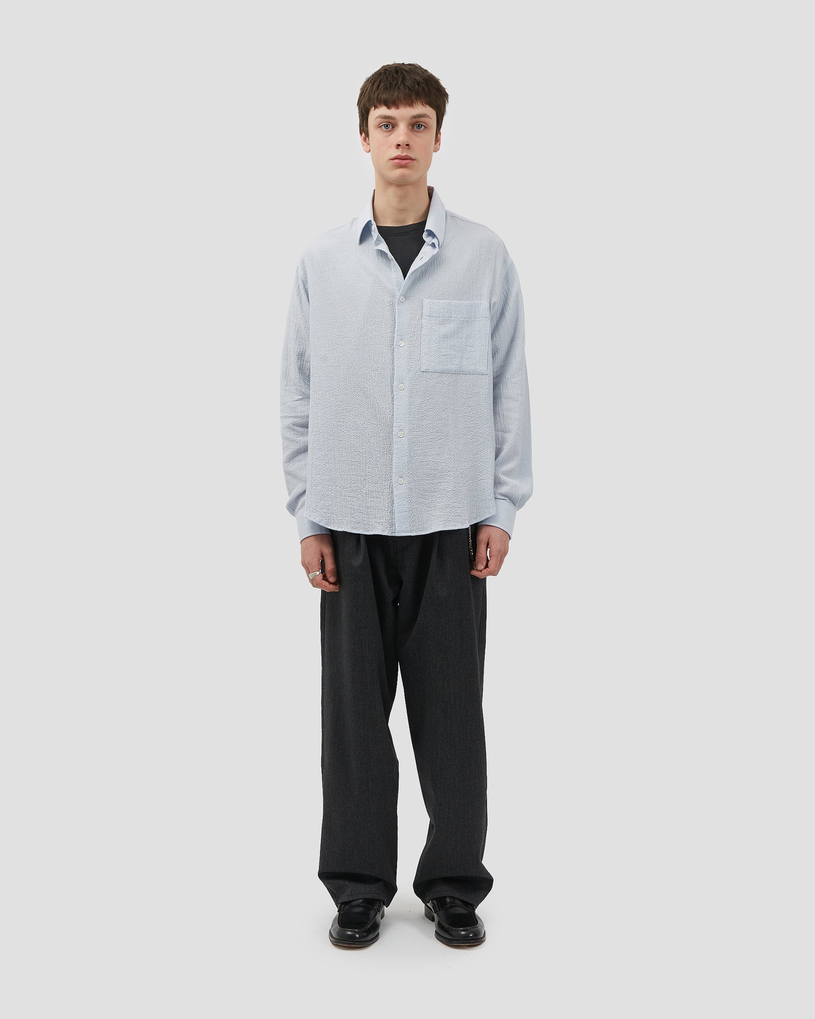 Oversized Shirt Seersucker Light Blue