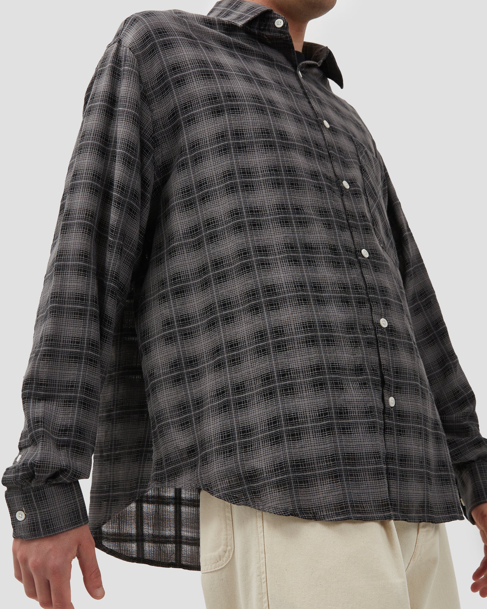 Oversized Shirt Merino Plaid Black – Fairly Normal