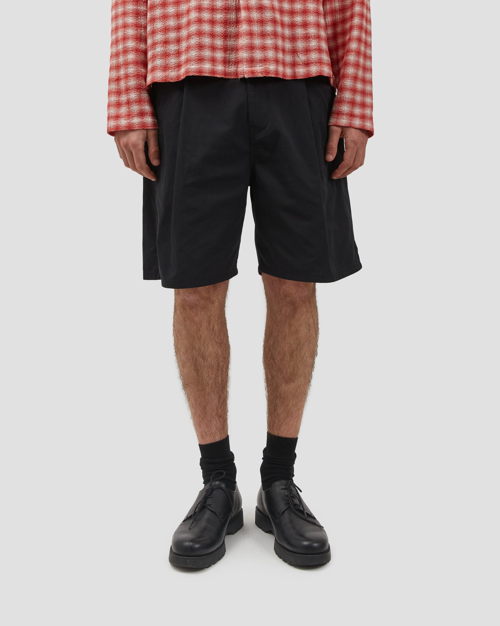 Pleated Shorts Twill Black