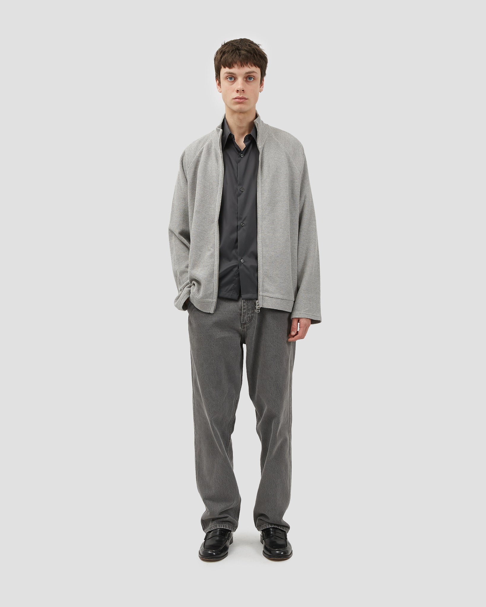 Waffle Zip Up Grey