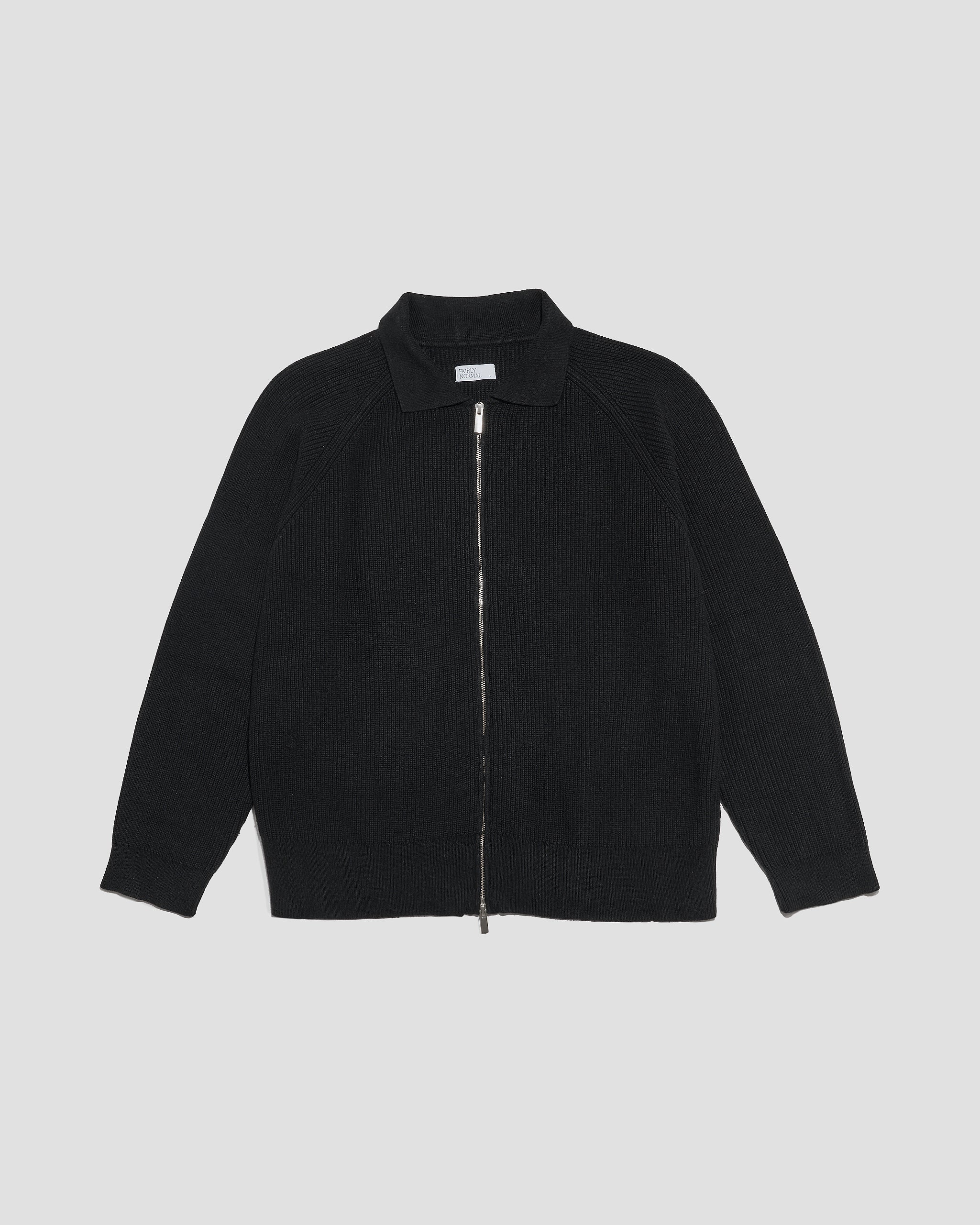 Knit Zip Up Washed Grey