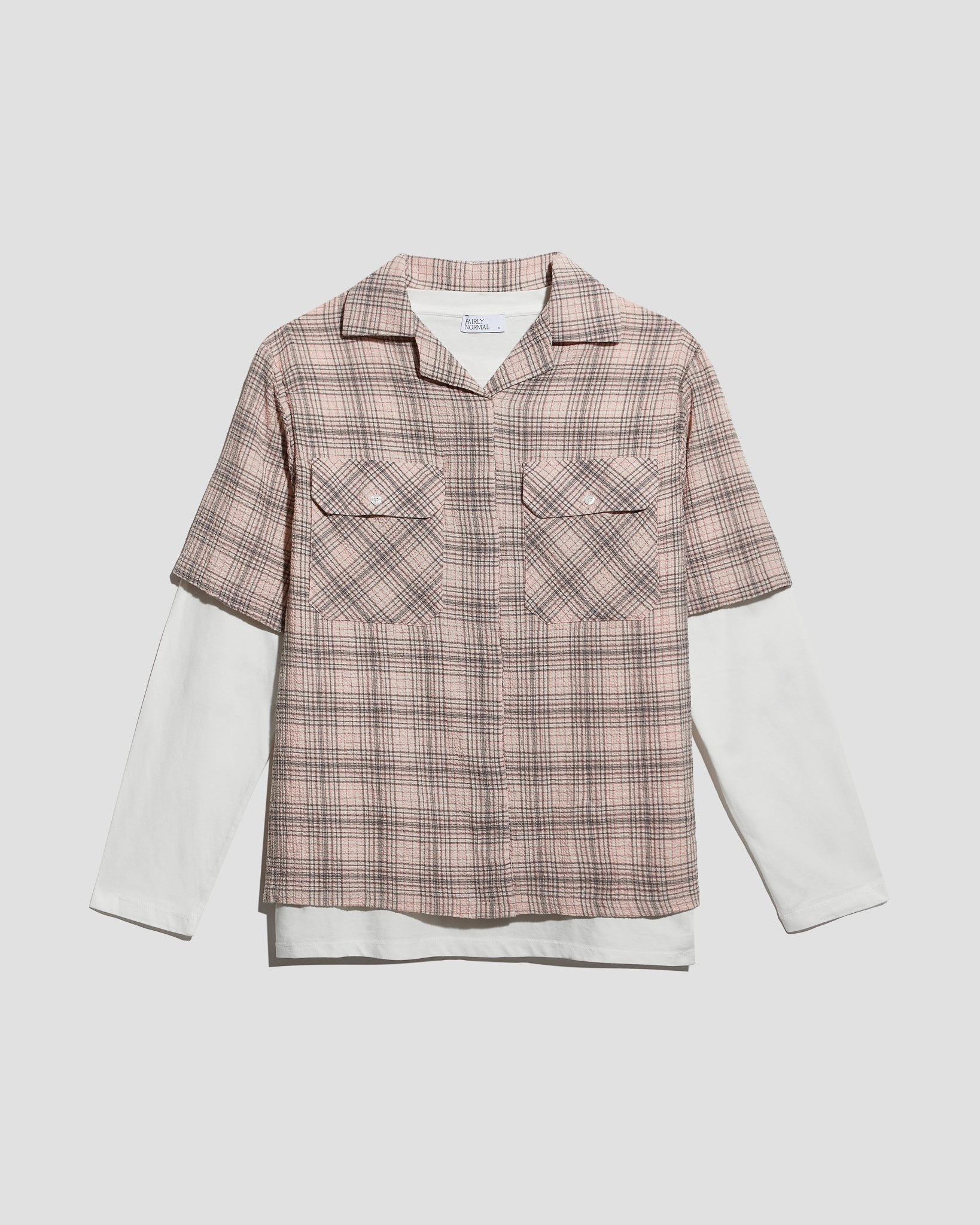 Layered Camp Shirt Seersucker Pink