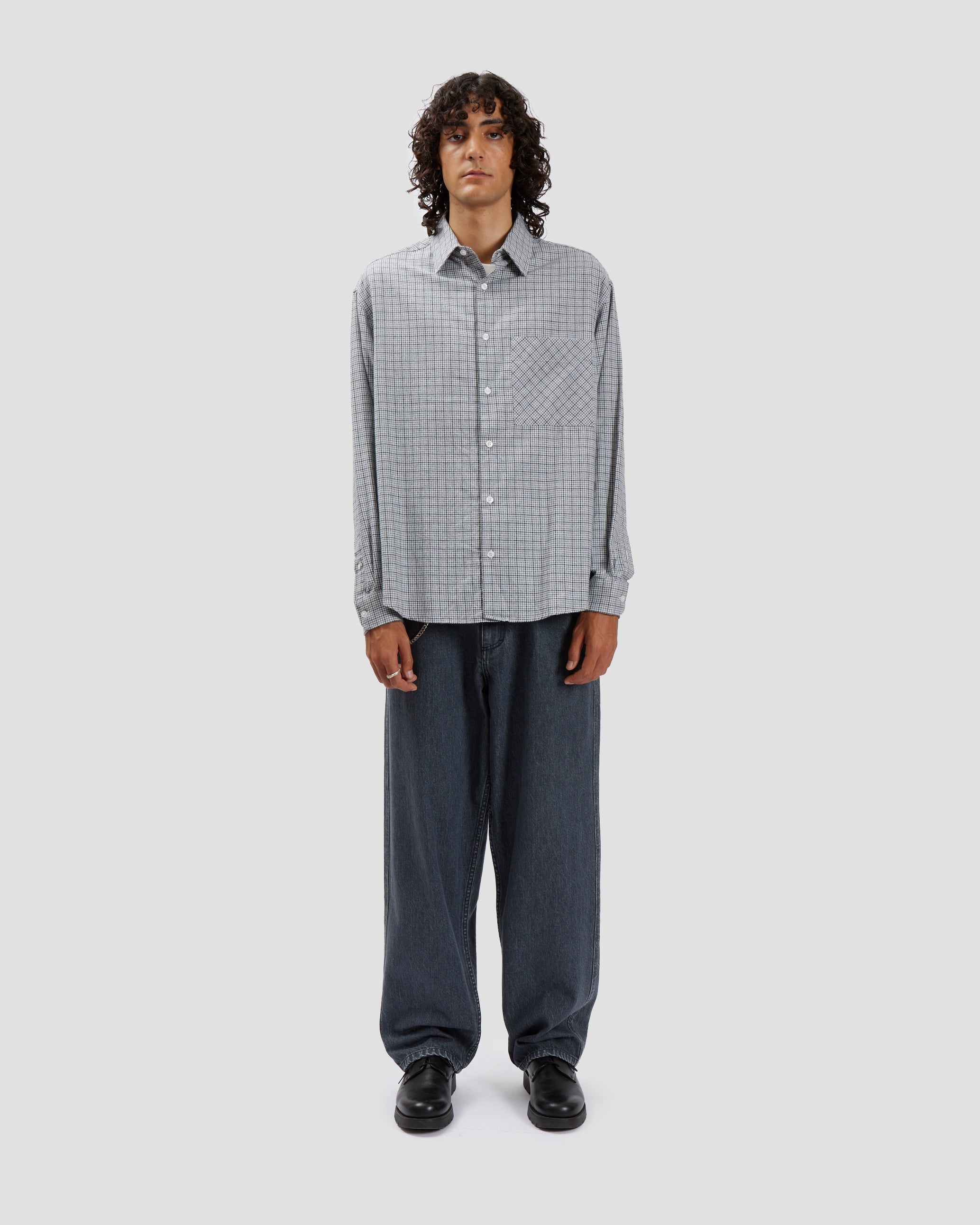Oversized Shirt Check Blue