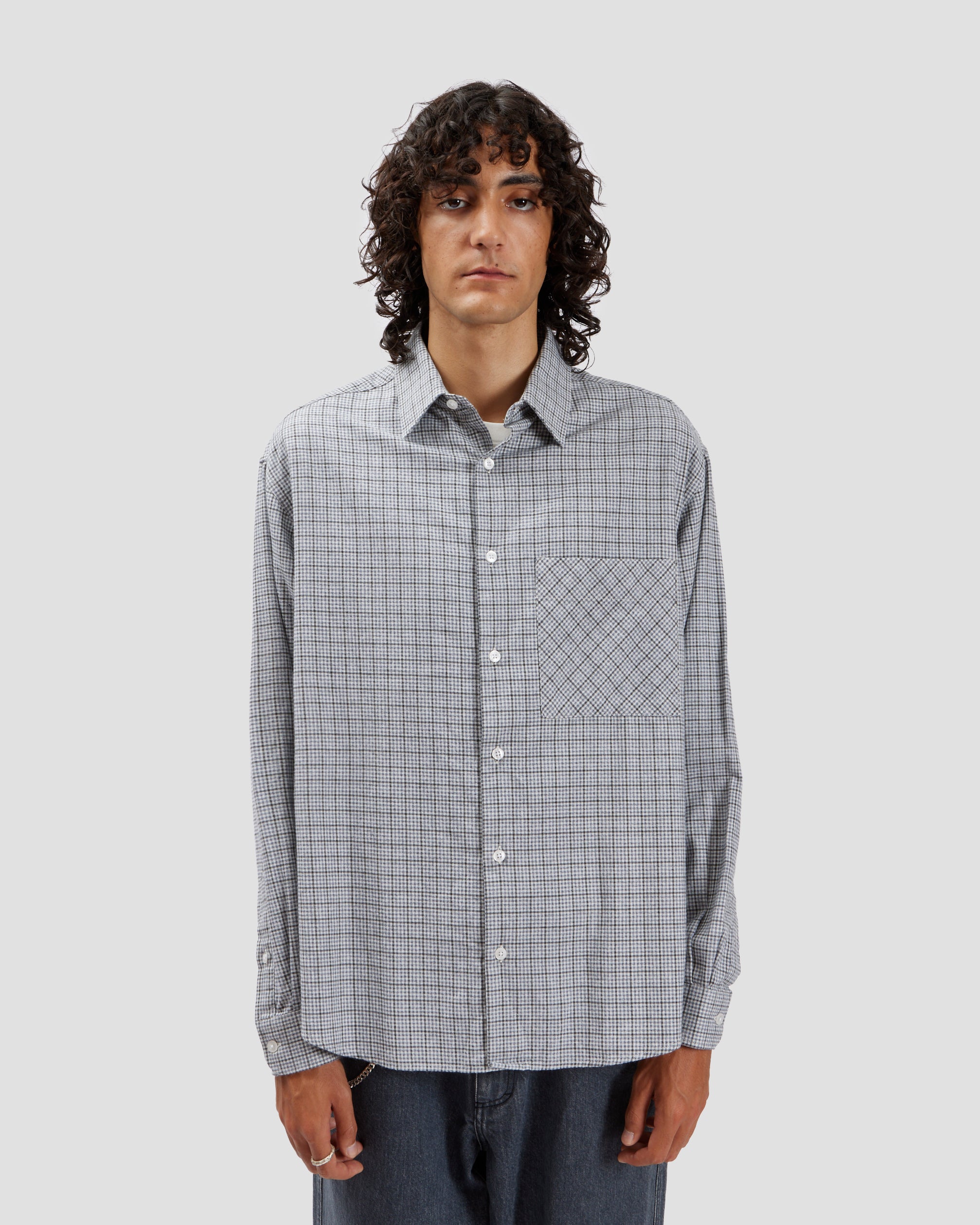 Oversized Shirt Check Blue