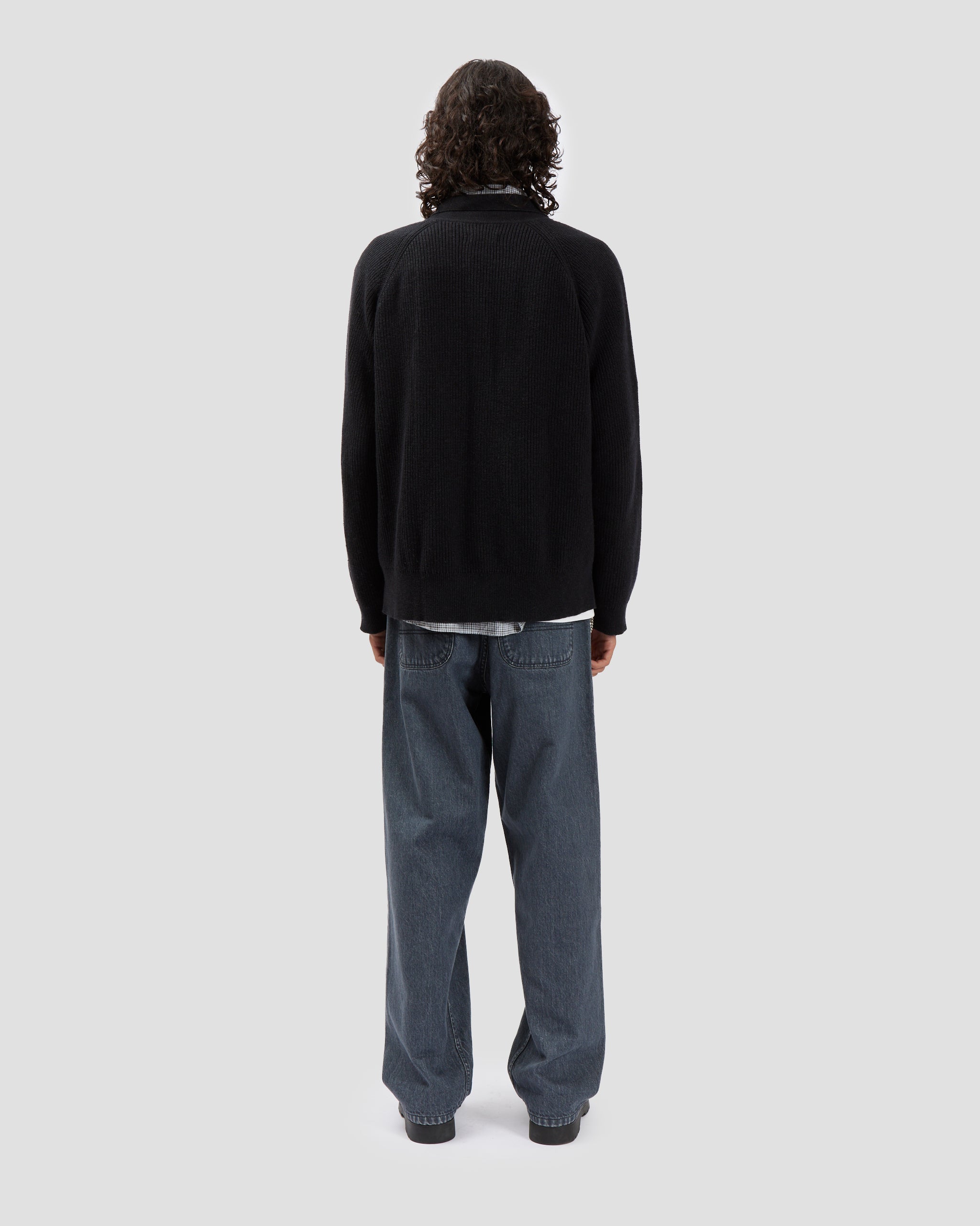 Knit Zip Up Washed Grey