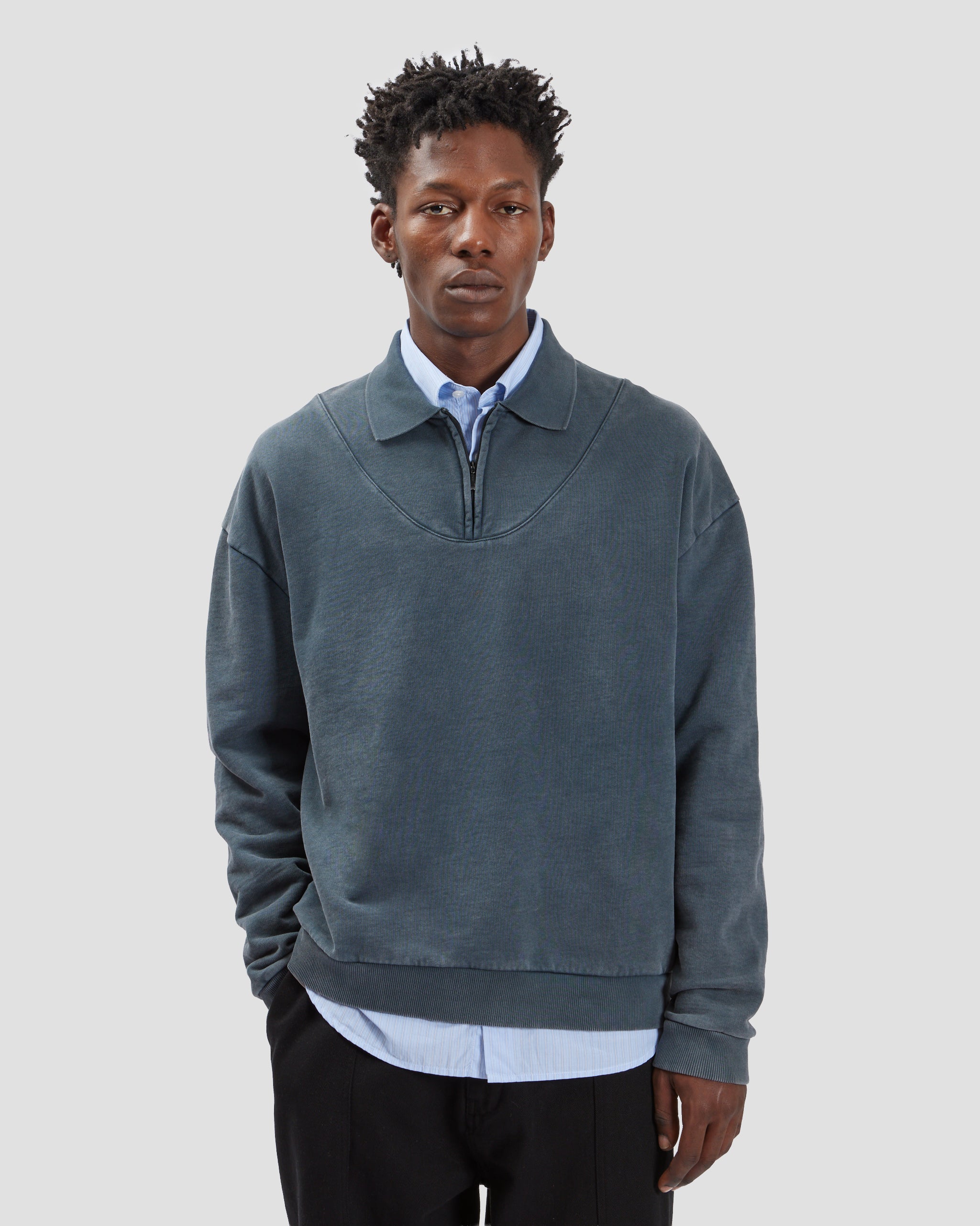 Polo Sweatshirt Washed Black