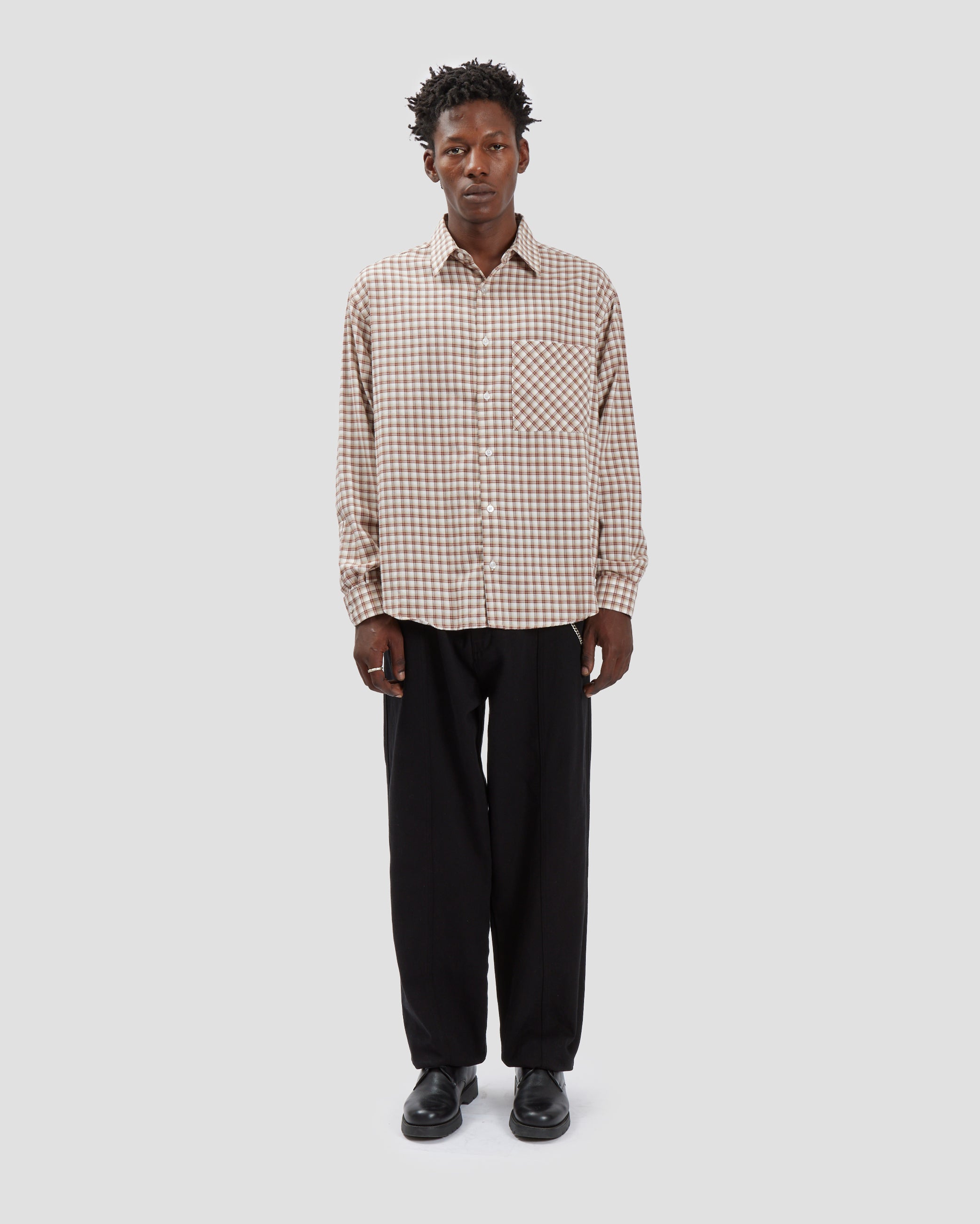 Oversized Shirt Plaid Red