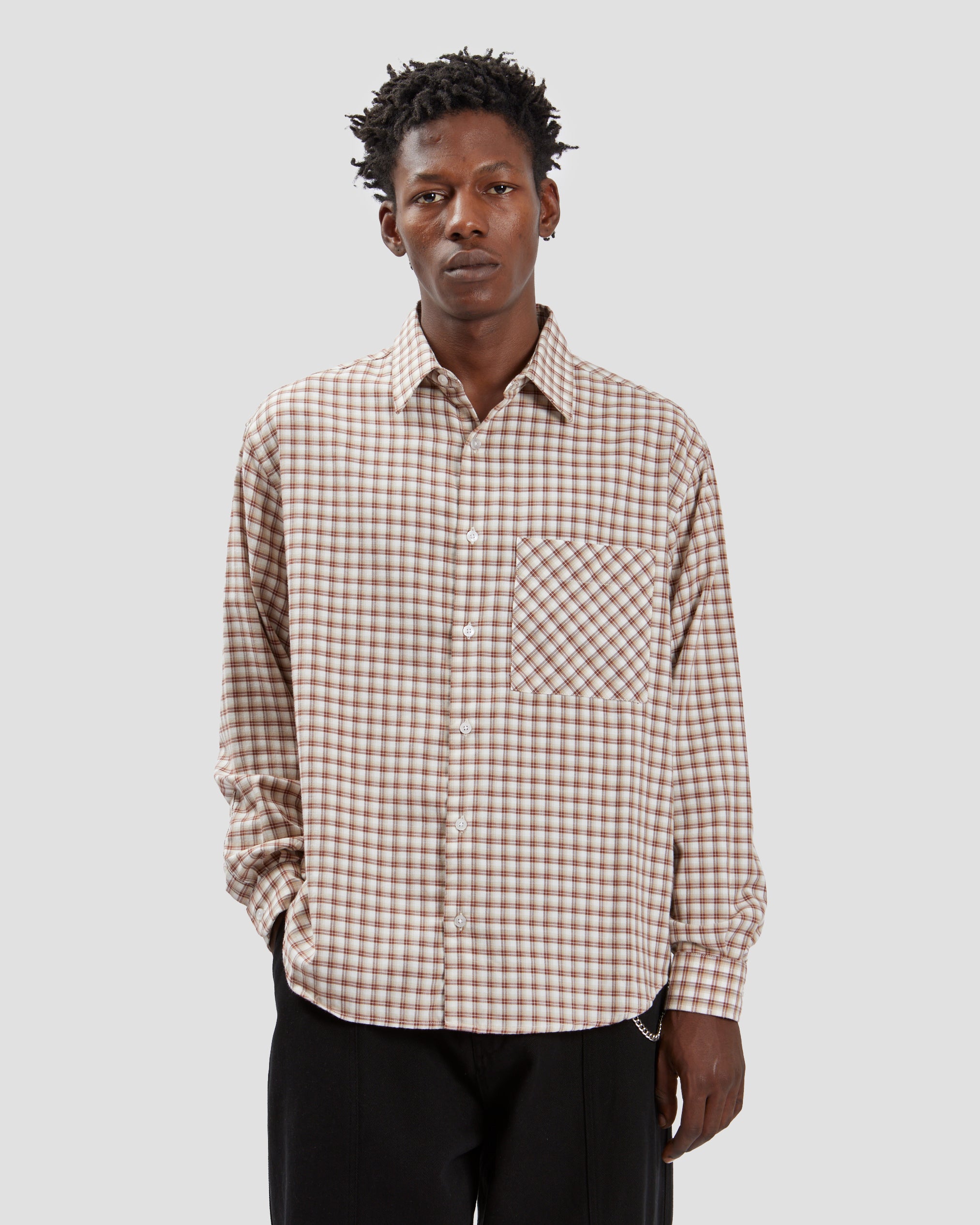 Oversized Shirt Plaid Red