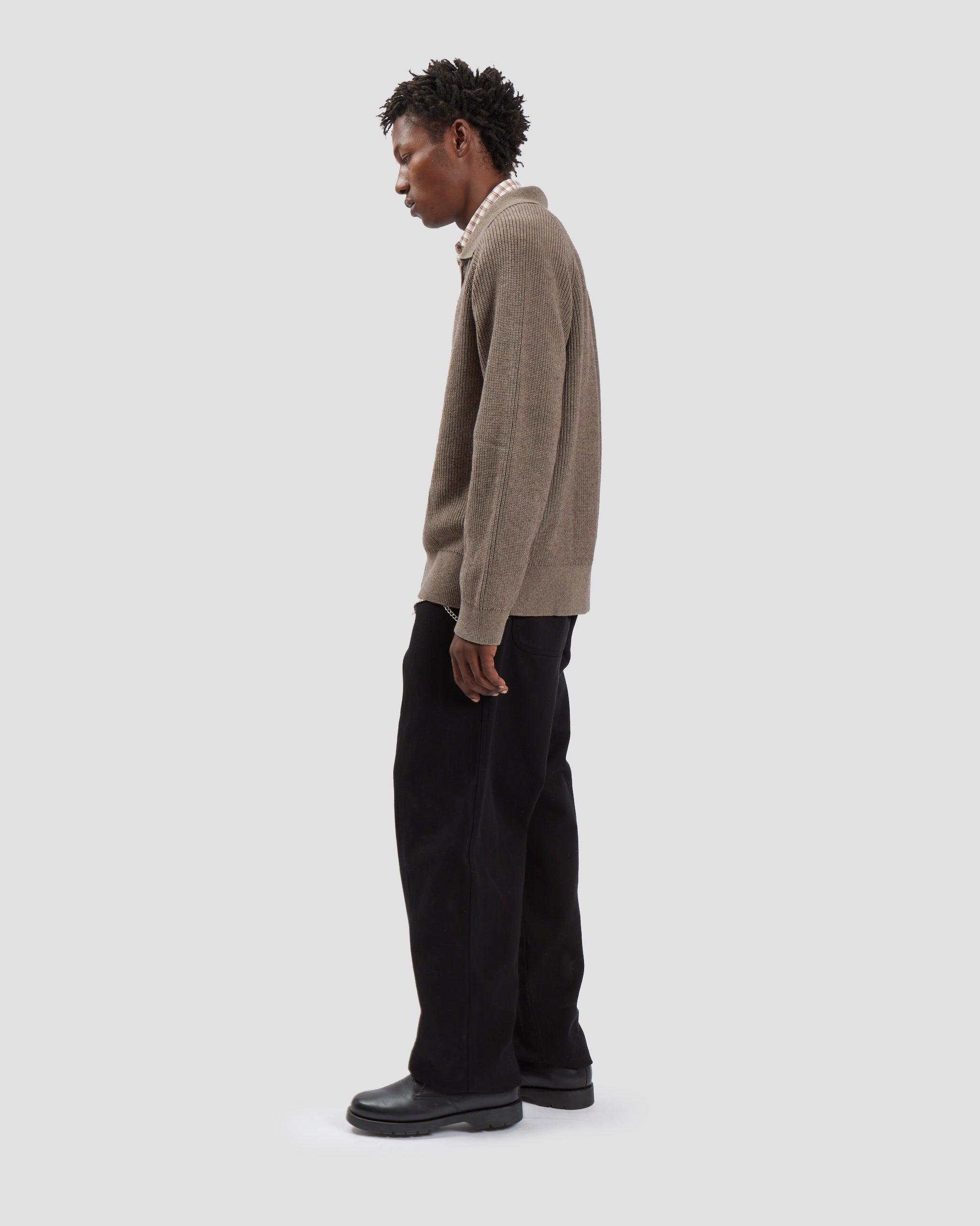 Knit Zip Up Brown