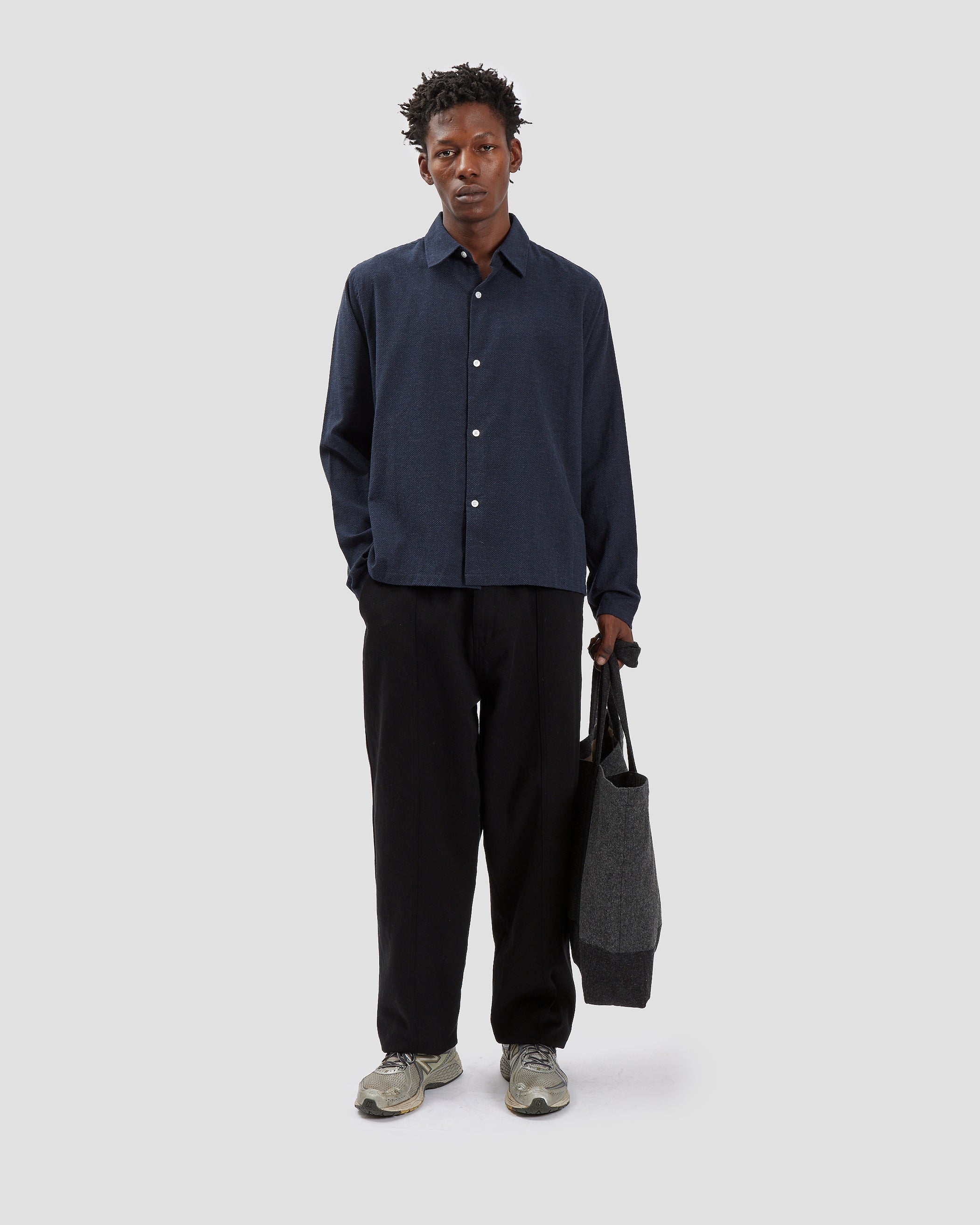 Box Shirt Cotton-Cashmere Navy